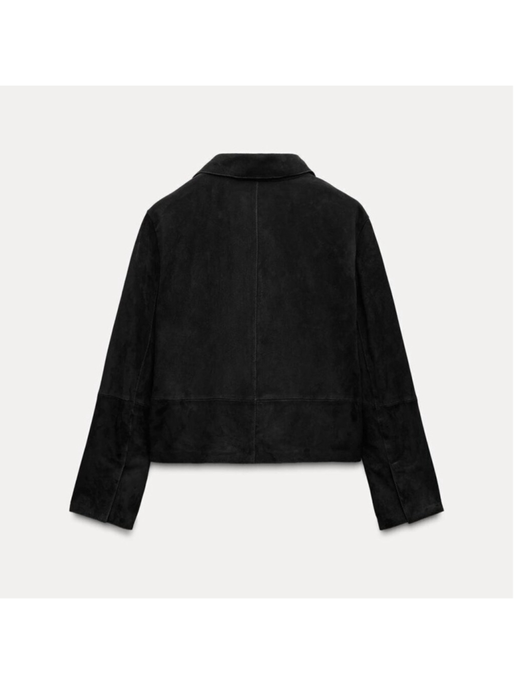 NEW Zara | Suede Leather Button-down Blazer In Black - Picture 14 of 15